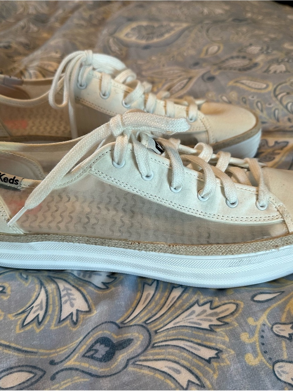 Keds transparent sheer mesh canvas sneakers. Women’s US 11